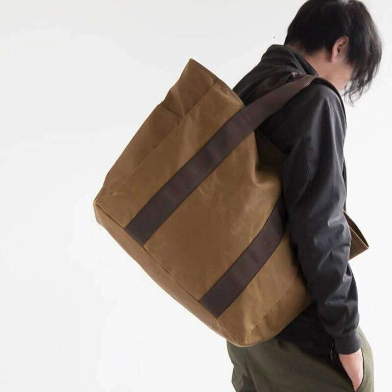 Tailor Brando Classic 70391 Retro 15oz Waxed Canvas Shoulder Size 39*35*13cm Large Capacity Unisex Tote Bag