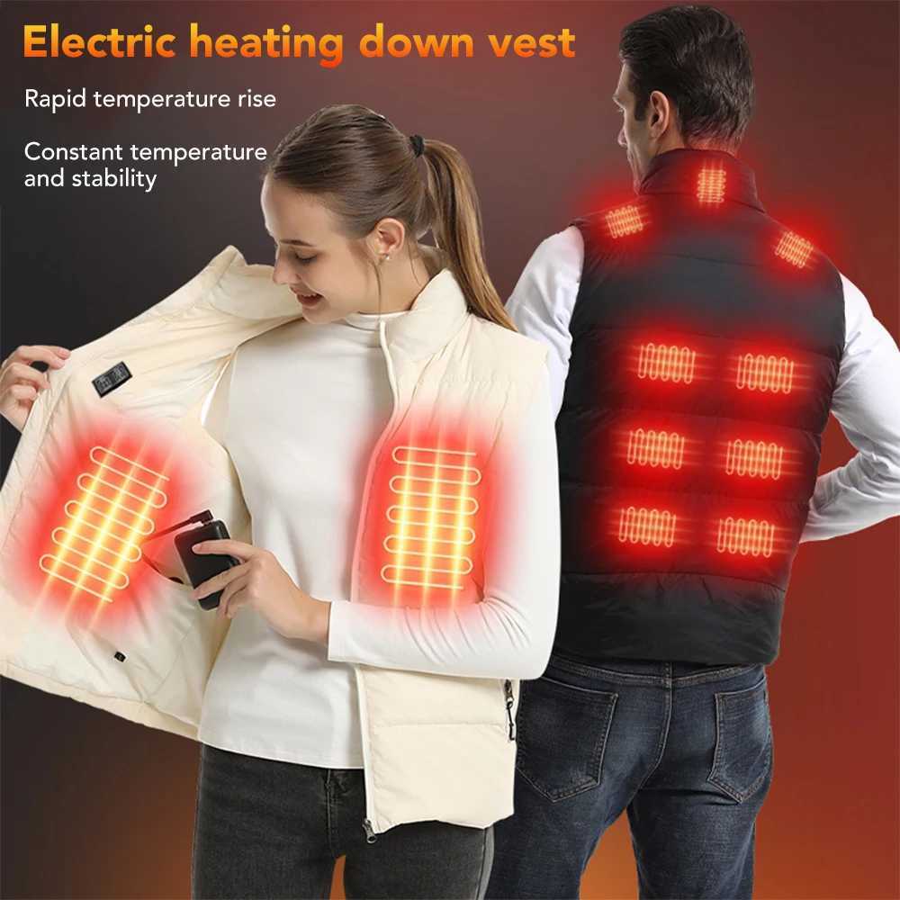 15 Areas Heated Vest Men Women Down Heated Jacket Intelligent USB Electric Heating Thermal Heated Vest Winter Casual Warm Coat H251017