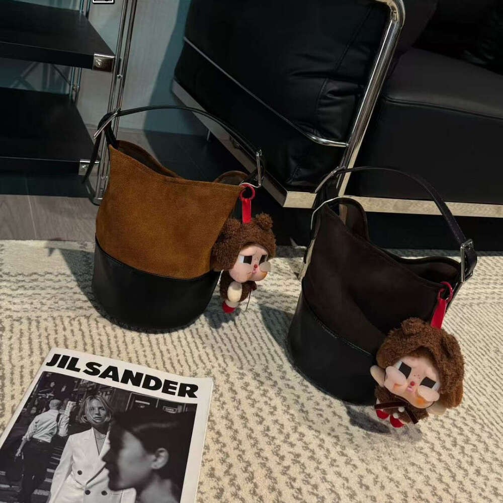 Suede Color Block Bucket For Women Autumn Winter New Large Capacity Fashion Versatile Shoulder Crossbody Bag High Quality