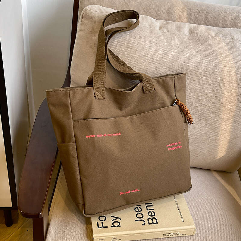 2025 New Commuting Large Capacity Single Shoulder Canvas for Women Korean Version Versatile Handheld Tote Bag