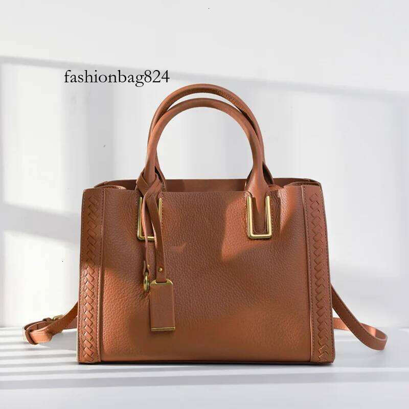 Limited Simple Classic Natural Cow Leather Women's Handbag Designer Large Tote Business Commuter Ladies Shoulder Bag