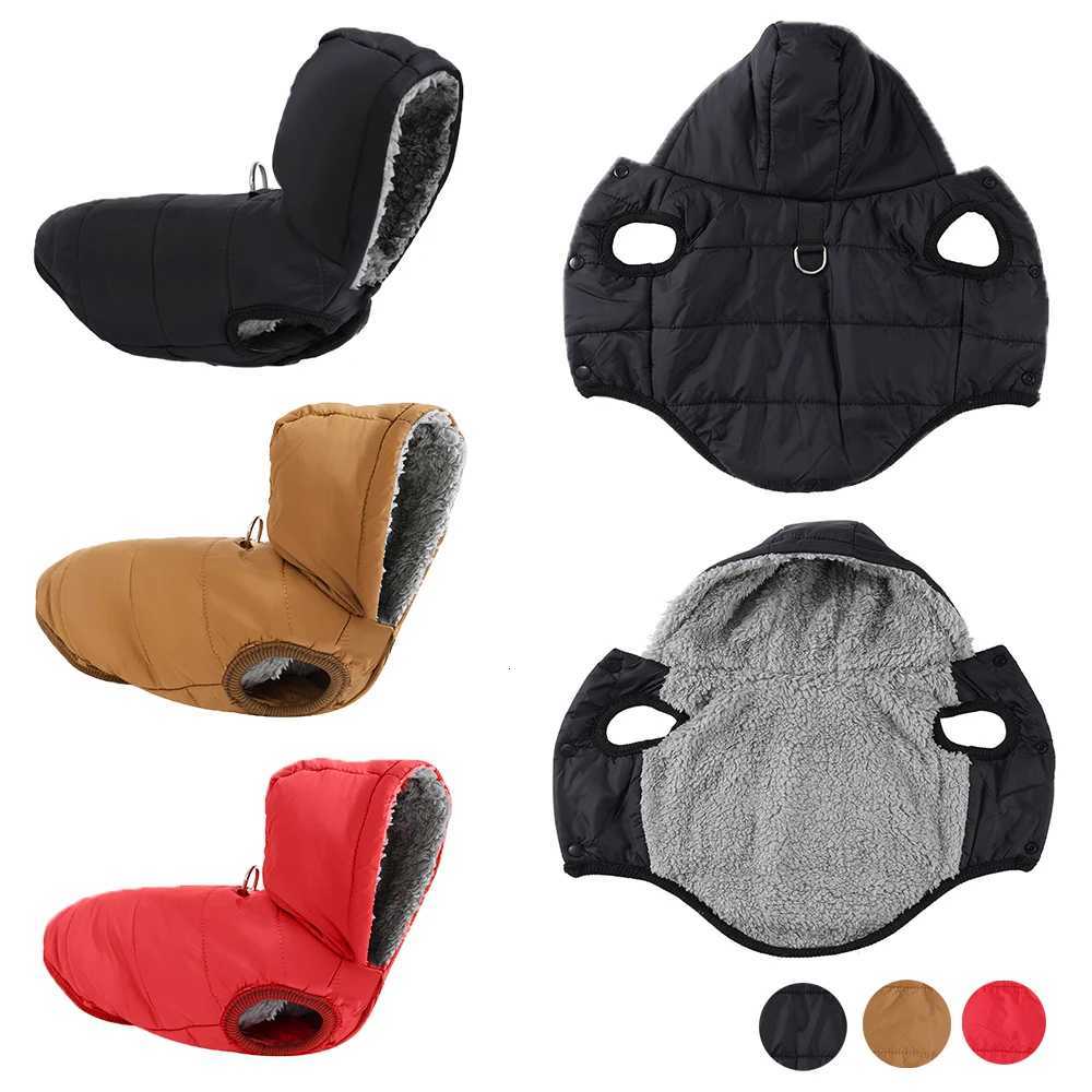 Warm Pet Clothing Hooded Waterproof Puppy Hiking Jacket Coat Solid Thicken Fleece Costume With Dring For Small Medium Dogs CatsW251017