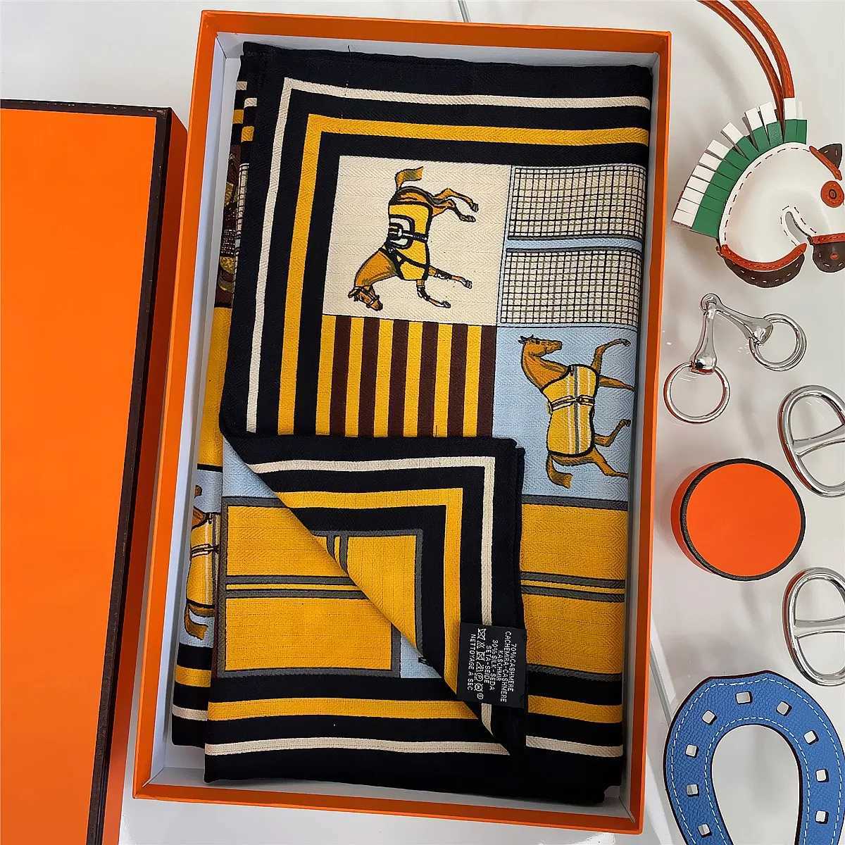 160x33CM Luxury Winter Silk Cashmere Scarf Women Plaid Horses Manual Hand Rolled Shawls Warm Long Scarves Wraps Bandana C251017