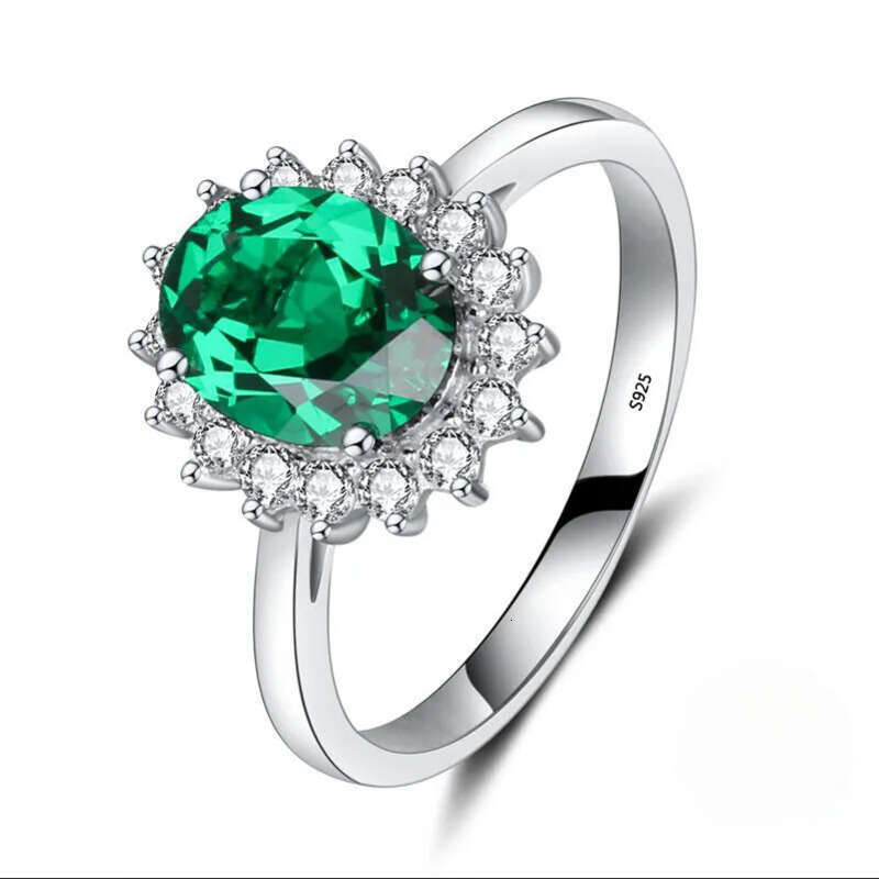 Sparkling Fashion Jewelry Cute Princess Pure 100% Sterling Sier Emerald CZ Dia Gemstones Girl's Women Wedding Band Ring Gift