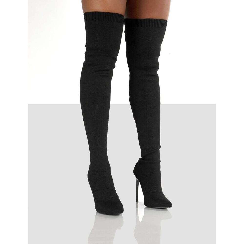 Large Size Knitted Sexy Stilettos New Ins Over-The-Knee Socks Boots