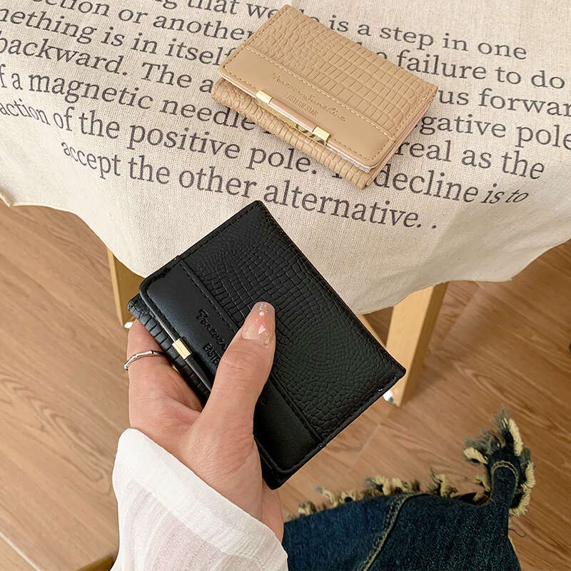 Short Women Wallet Leather fashion Storage Lock Buckle Coin Purse Mini casual PU Female Card Holder