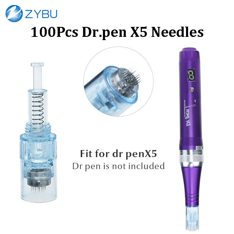 100 Pcs Dr.pen Needles Cartridges Tip Replacement Parts 9/12/24/36/42/Nano Pin Dermapen Ultima X5 Needling Head for Dr Pen X5 Derma Skin Care Stamp Ac