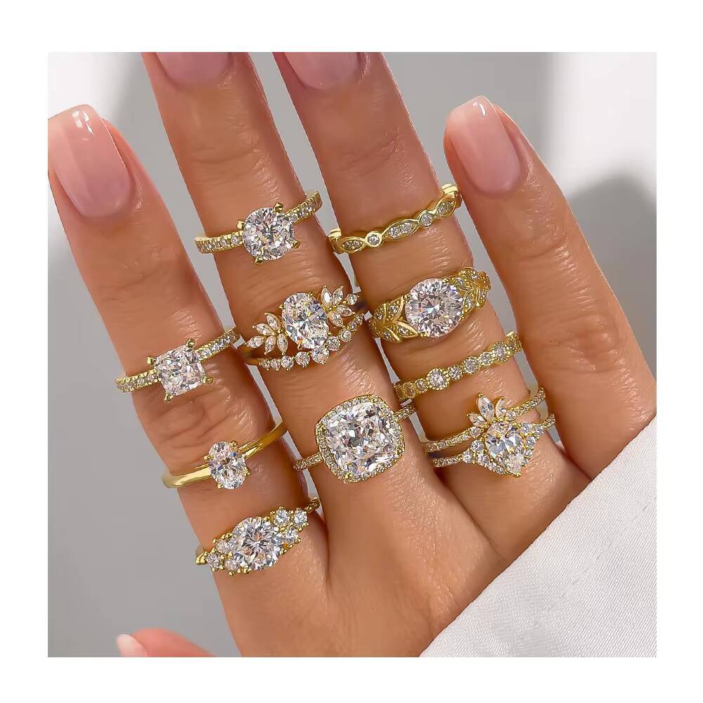 Fine Bijoux Bague Emerald Cut Moissanite Diamond Woman Engagement 925 Silver 18K Gold Rings Custom Jewellery Manufacturer