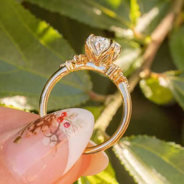 SPEEDIN Vintage Engagement Ring IGI VVS Oval Elegant Contour Diamond CVD Womens Gold Jewelry Lab Diamond Rings