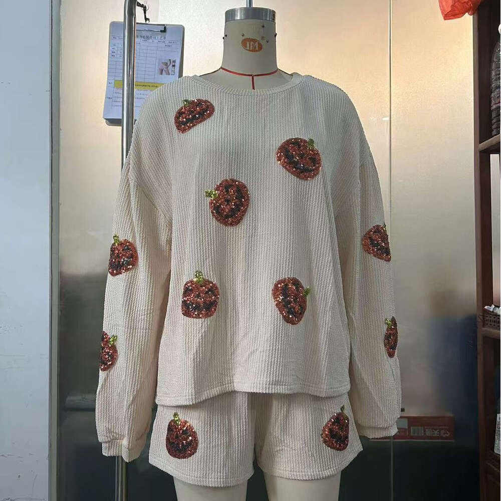 New Halloween Long Sleeve Top And Shorts Two-Piece Set B5