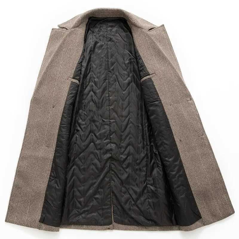 New Winter Men Double Breasted Business Casual Woolen Coats Cashmere Warm Trench Coats Long Jackets High Quality Male Overcoats J251017