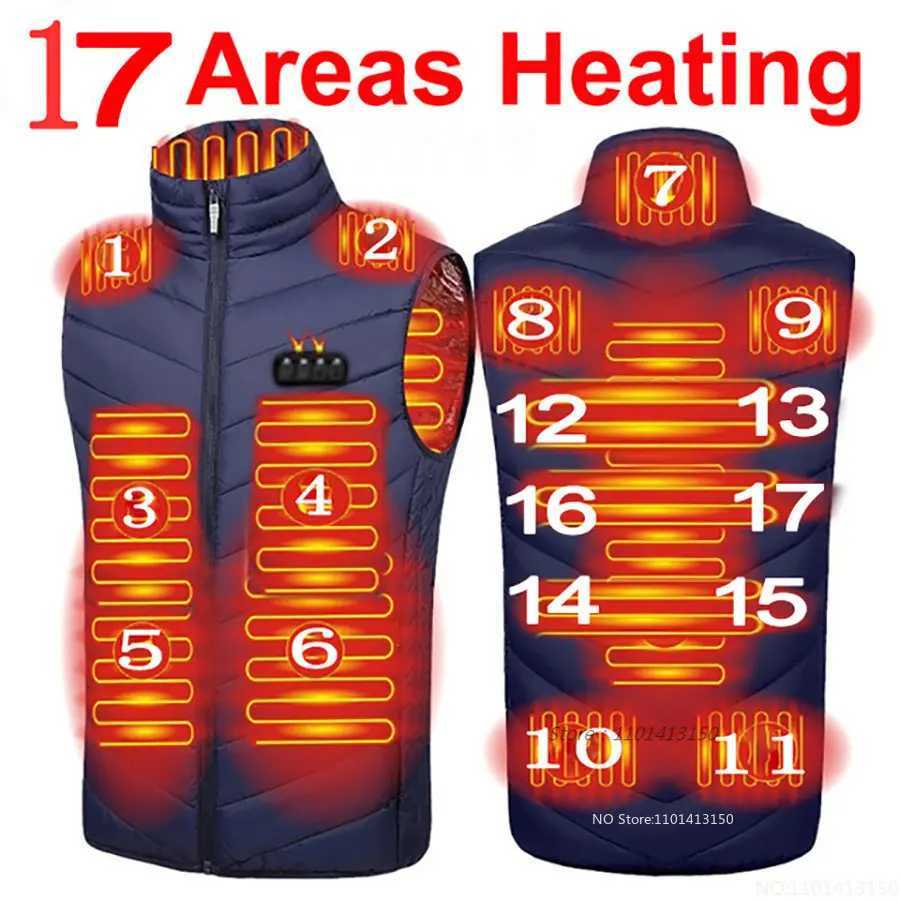 17PCS Areas Heated Vest Jacket USB Men Winter Electrically Heated Thermal Waistcoat for Hunting Hiking Warm Hunting Jacket H251017