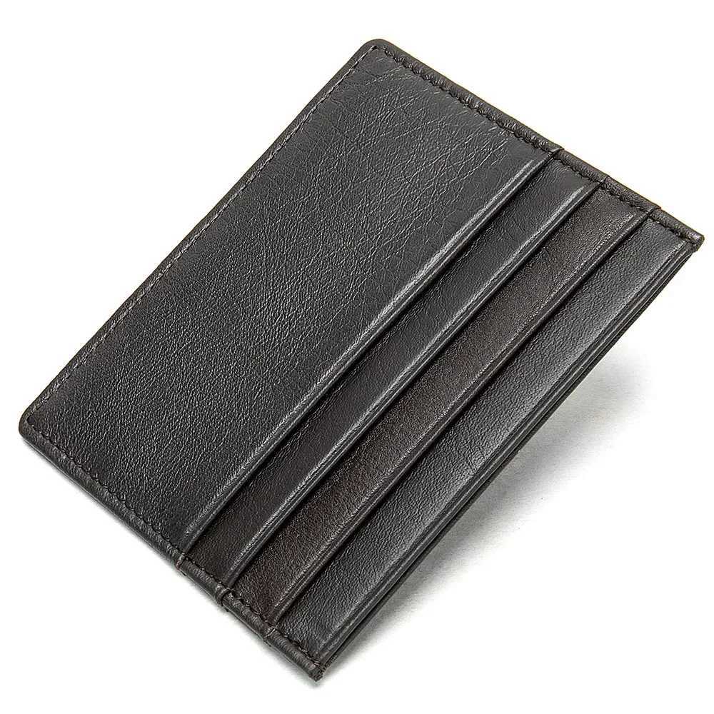 Genuine Cow Leather ID Card Holder Business Credit Card Wallet With 7 Card Slots Slim Card CaseW251017