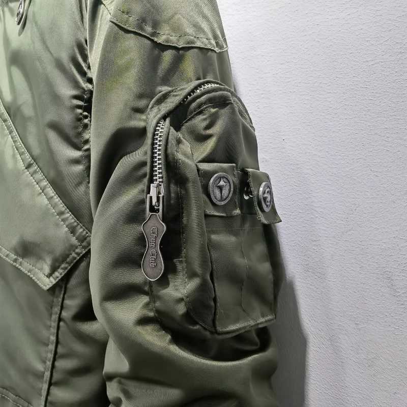 American Street Trend THUG CLUB Flight Jacket Rivet Design Cottonpadded Outerwear Casual Fashion Brand Thug Club Jackets J251017