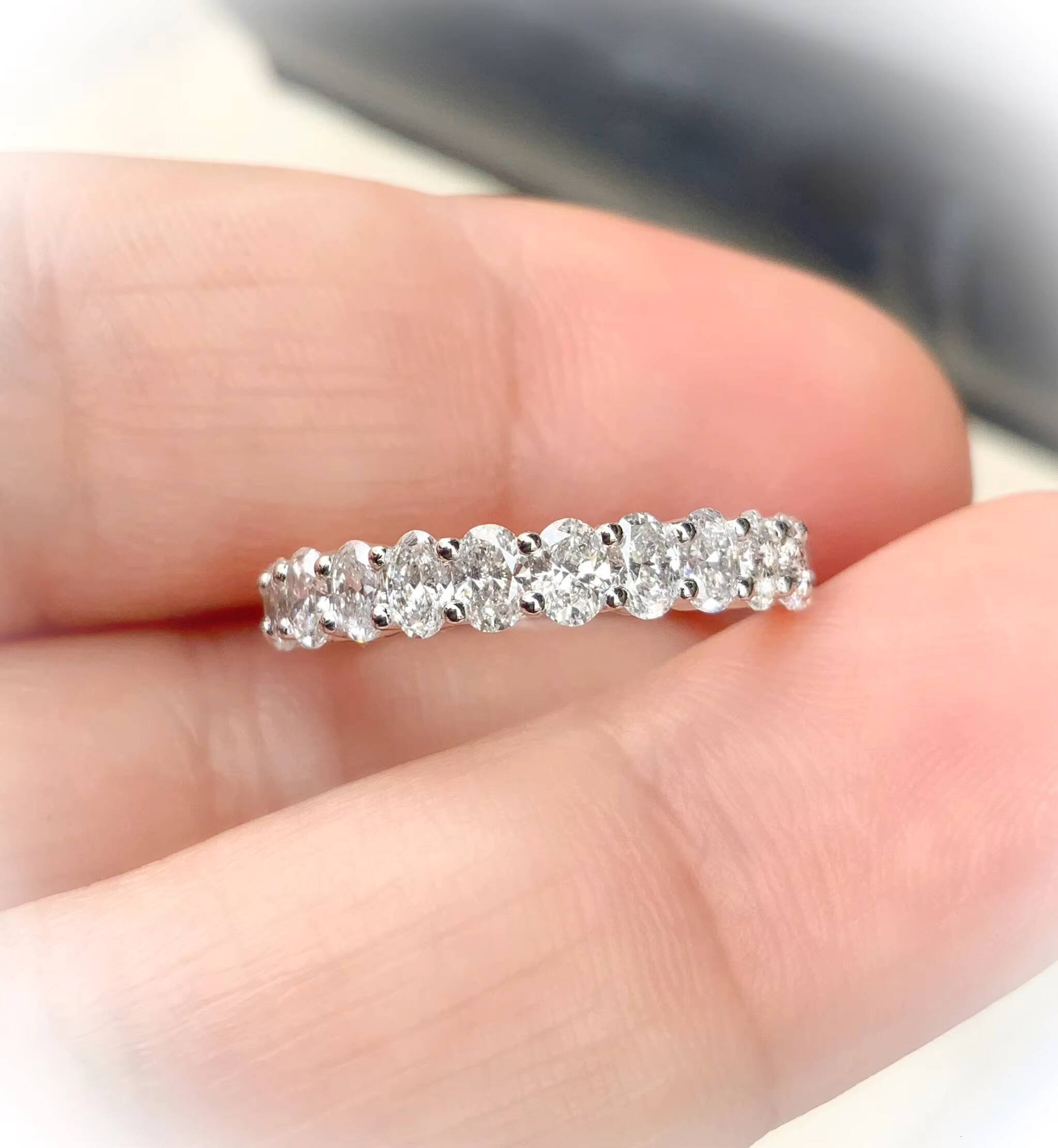 Speedin Elegantly Crafted Jewelry 63mm 14k 18k White Gold Oval Cut DEF VVS Lab Grown Diamond Eternity Band