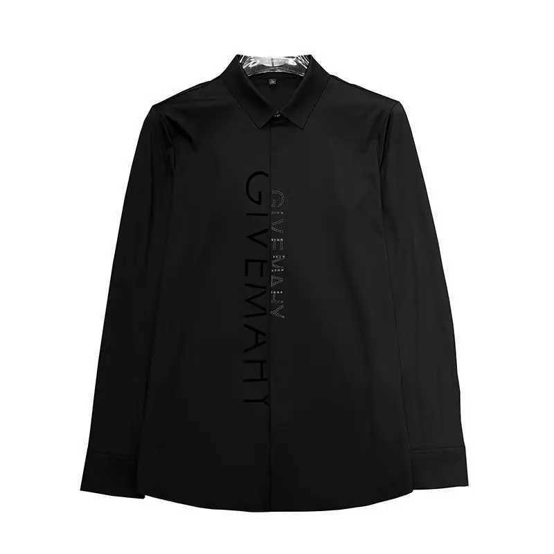 Spring And Summer Letter Shirt for Men Cotton Long Sleeve Casual Shirts Fashion Luxury Social Business Dress Shirts J251017