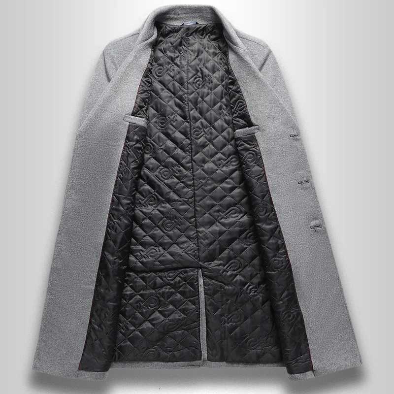 Winter Double Breasted Mens Wool Business Casual Long Coat Man Thick Warm Pea Coat Man Trench Coat Fashion Z250918