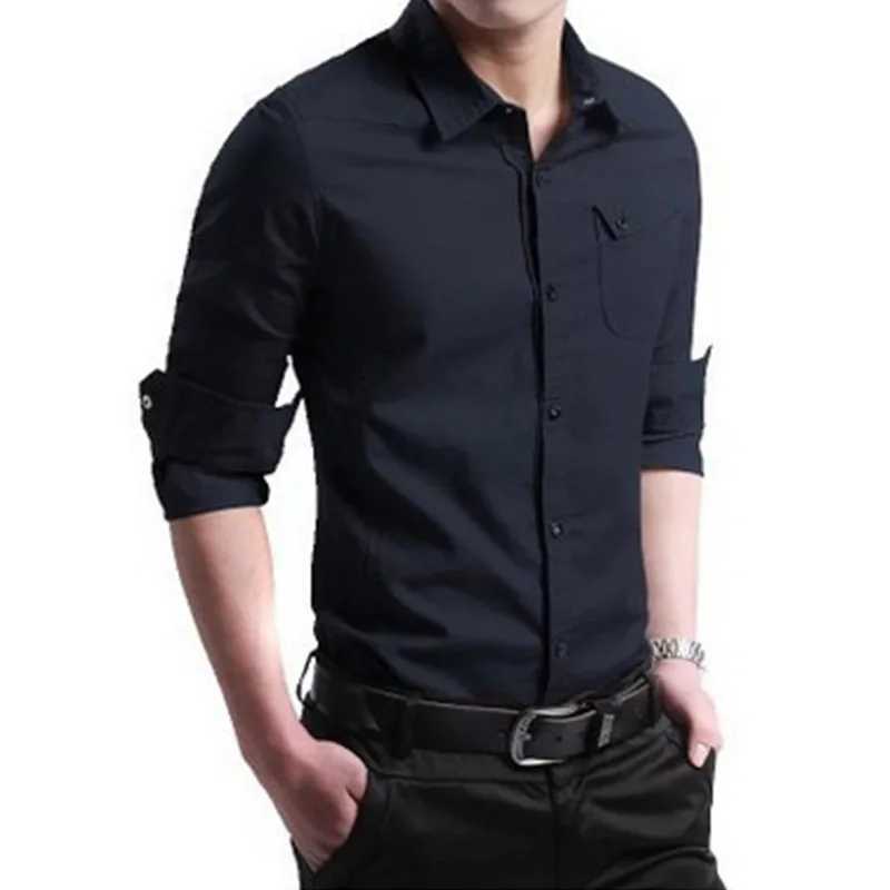 Men Shirt Mens Business Casual Shirts 2020 New Arrival Men Famous Brand Clothing Army Green Long Sleeve Camisa Masculina J251017