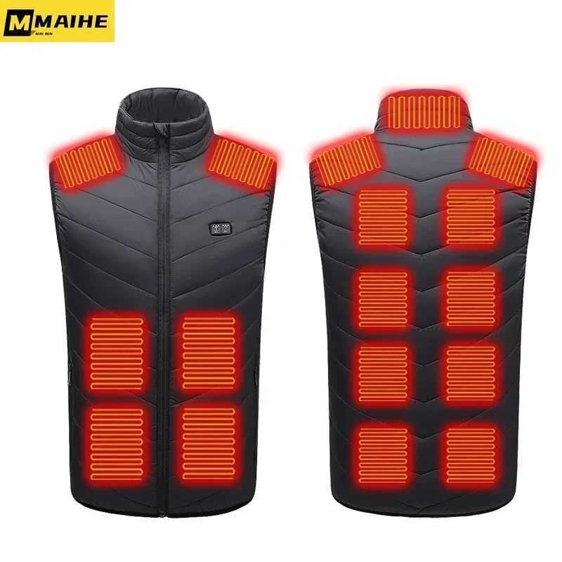 21 Areas Intelligent Electric Heating Vest Mens Winter Warm Jacket Usb Dual Control Infrared Heating Suit Casual Men Vest Coat H251017