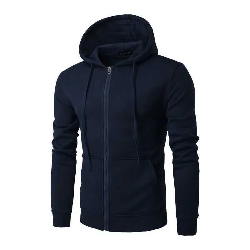 Mens Fashion Fleece Zipper Sweatshirt Loose Casual Hoodie for Spring Autumn Z251017