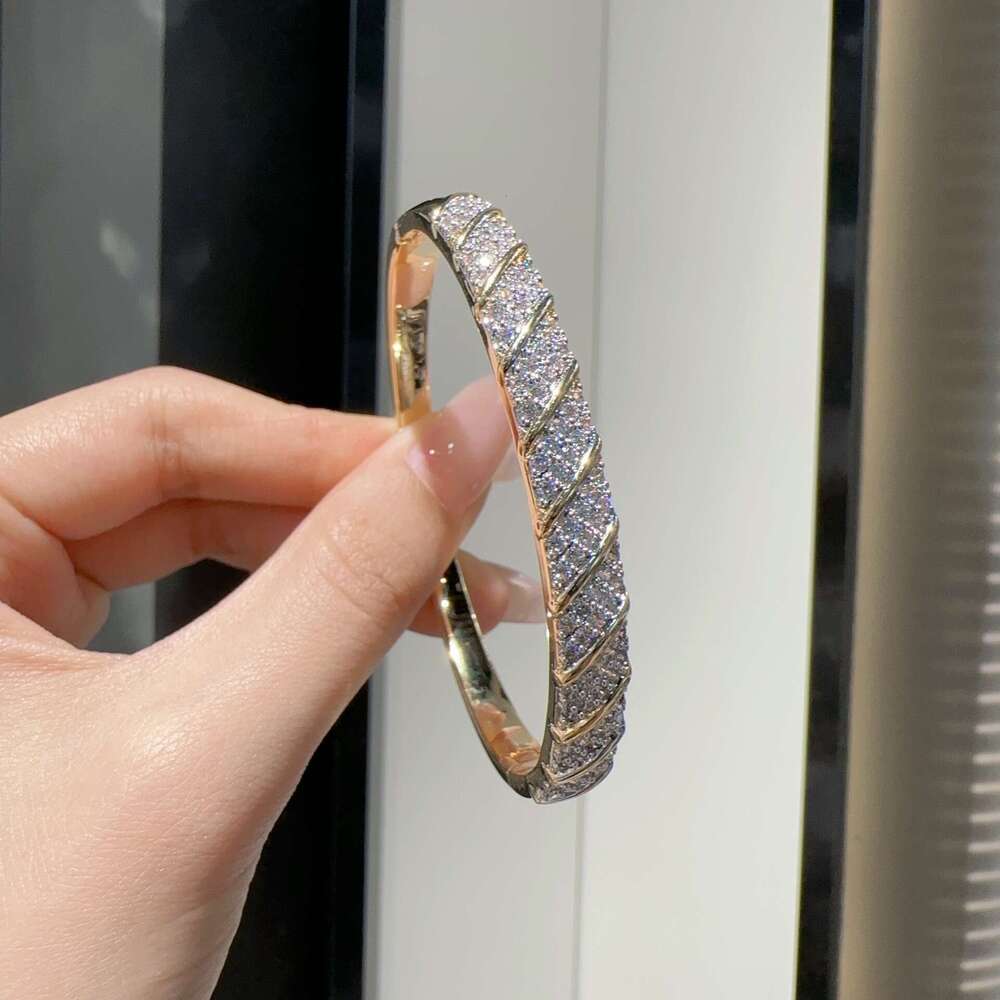 Light Style Full Dia Spiral Pattern Gold-Plated Bracelet Fashionable Exquisite Korean Design Live Streaming Jewelry