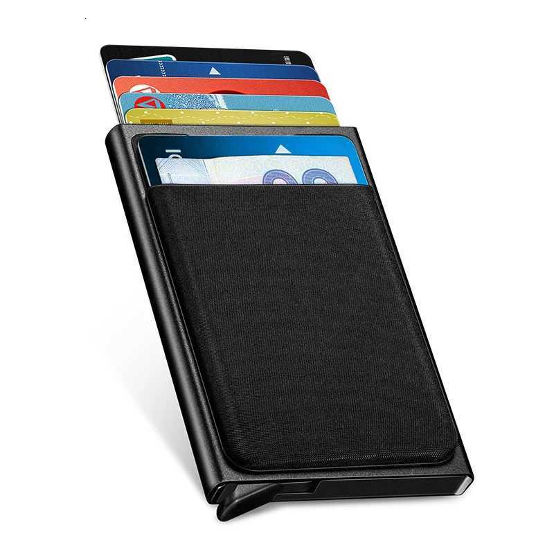 Thin Aluminum Credit Card Case Wallet With Elasticity Back Pouch Automatic Pop Up ID Credit Card Holder Slim RFID WalletW251017