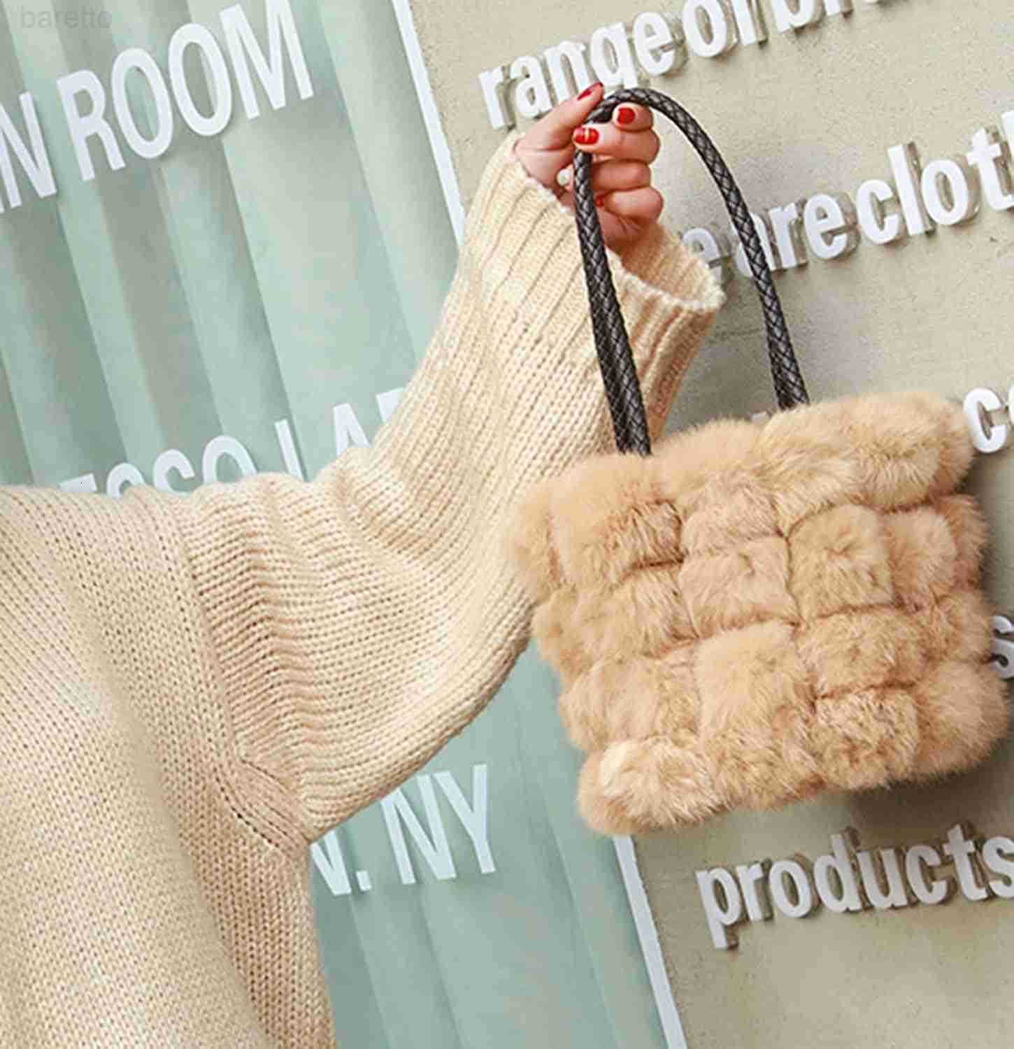 Plush Bucket Handbag Faux Fur Drawstring Fluffy Crossbody Bag Handle Shoulder Tote Bag Z251017