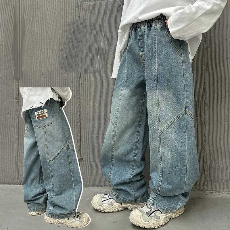 High Quality Big Boy Jeans Denim Pants Kids Casual Wide Straight Jeans Elegant Baby Child Denim Trousers 5 6 7 8 9 10 11 12 14 YT251017