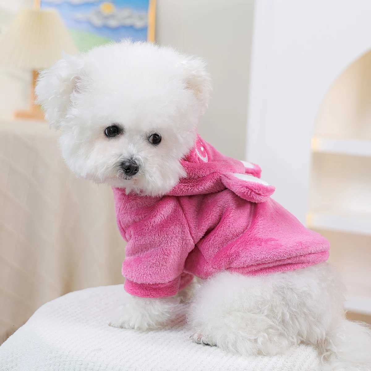 Pet Dog Clothes Autumn and Winter Thickened Plush Cute Bear Transformation Clothes Pink Catdog ClothingW251017