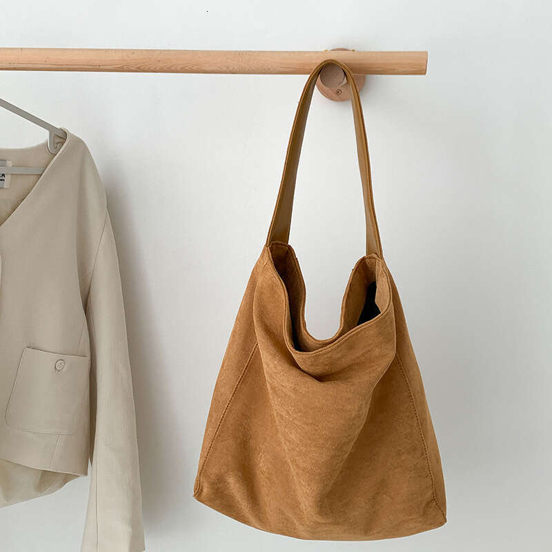 Autumn New Large Capacity Textured Korean Style Single Shoulder For Women Commuting Suede Tote Bag Casual Versatile B5
