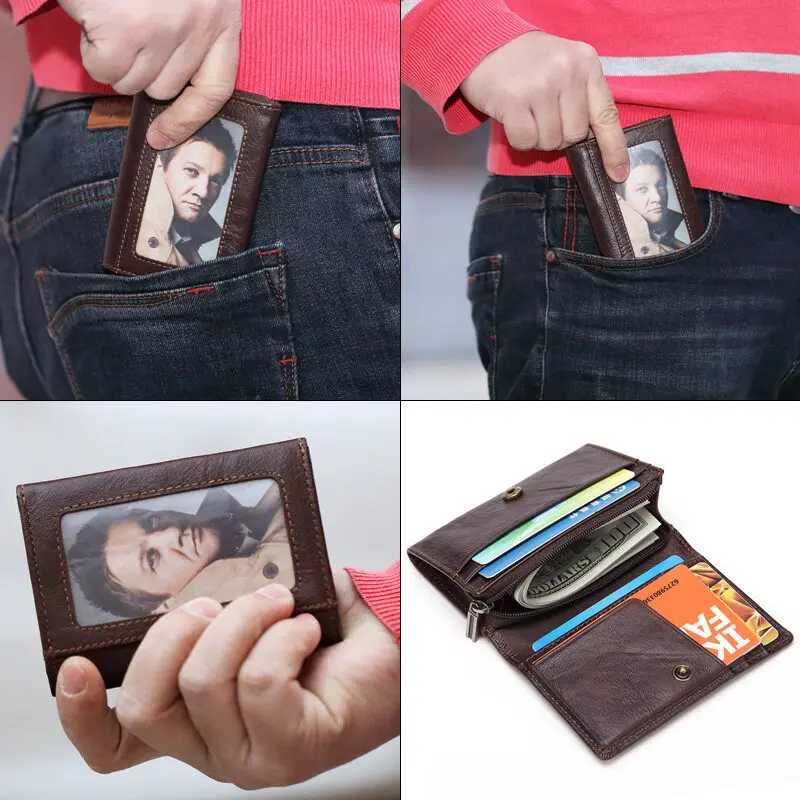 Mini Wallet Oil Wax Genuine Leather ID Credit Card Holder Casual Hasp Mens Short Handy Zipper Coin Purse Unisex AccessoriesW251017