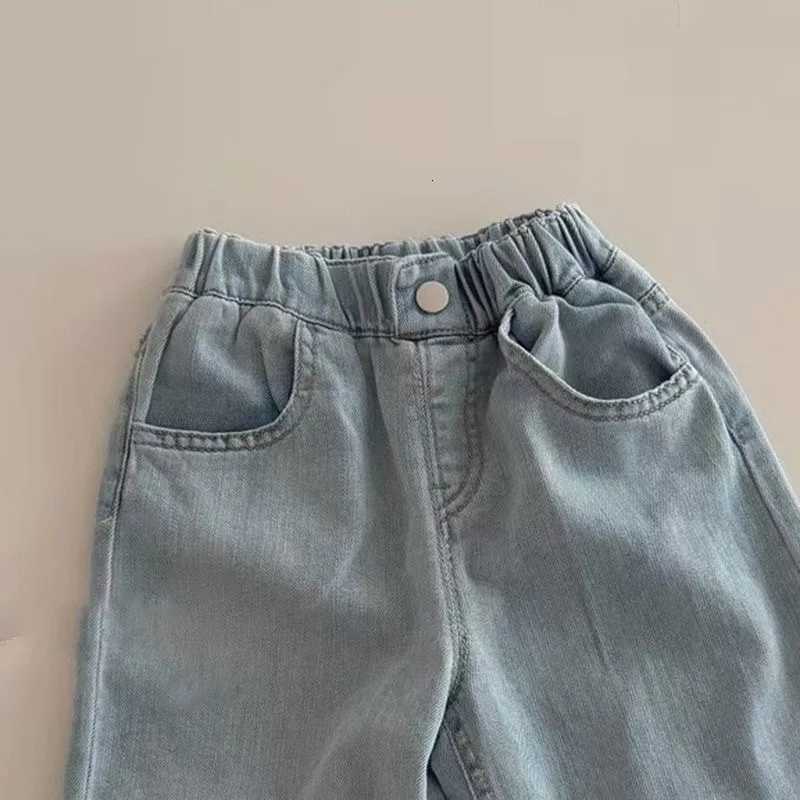 2025 Summer Kids Girls School Wide Leg Pants Korean Printed Bows Baby Girls Jeans Straight Denim Pant New Sweet Fashion 28yT251017