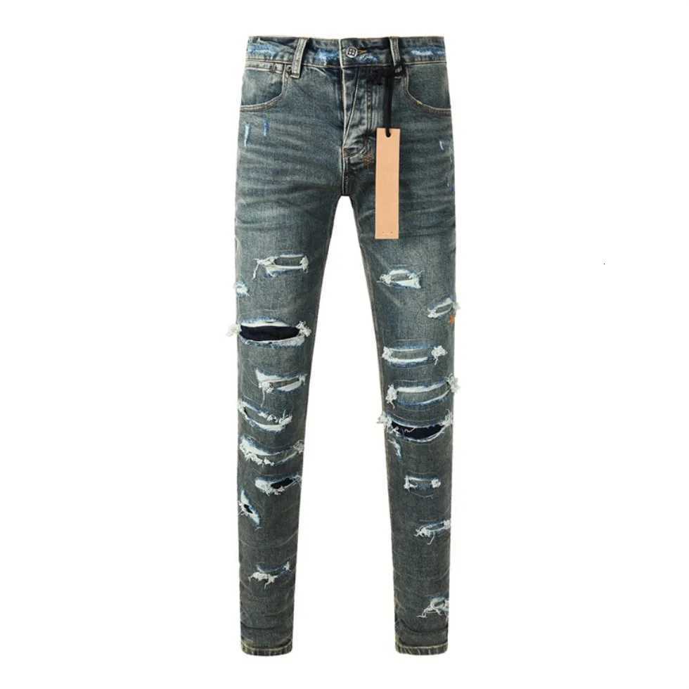 High Street 1 Trendy Mens Jeans Vintage Low Rise Stretch Skinny Button Fly Ripped Hold Fashion Pants1 Y251105