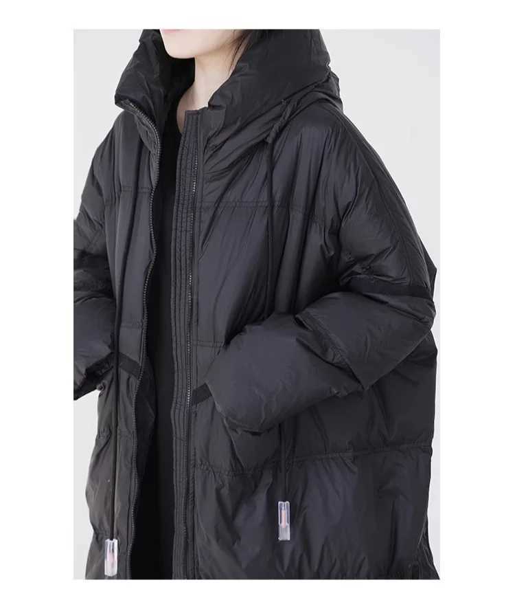 UMI MAO Heavy 90 White Duck Down Quilt Long Down Jacket Women Simple Warm Windproof Hooded Coat Femme Y2K W251016