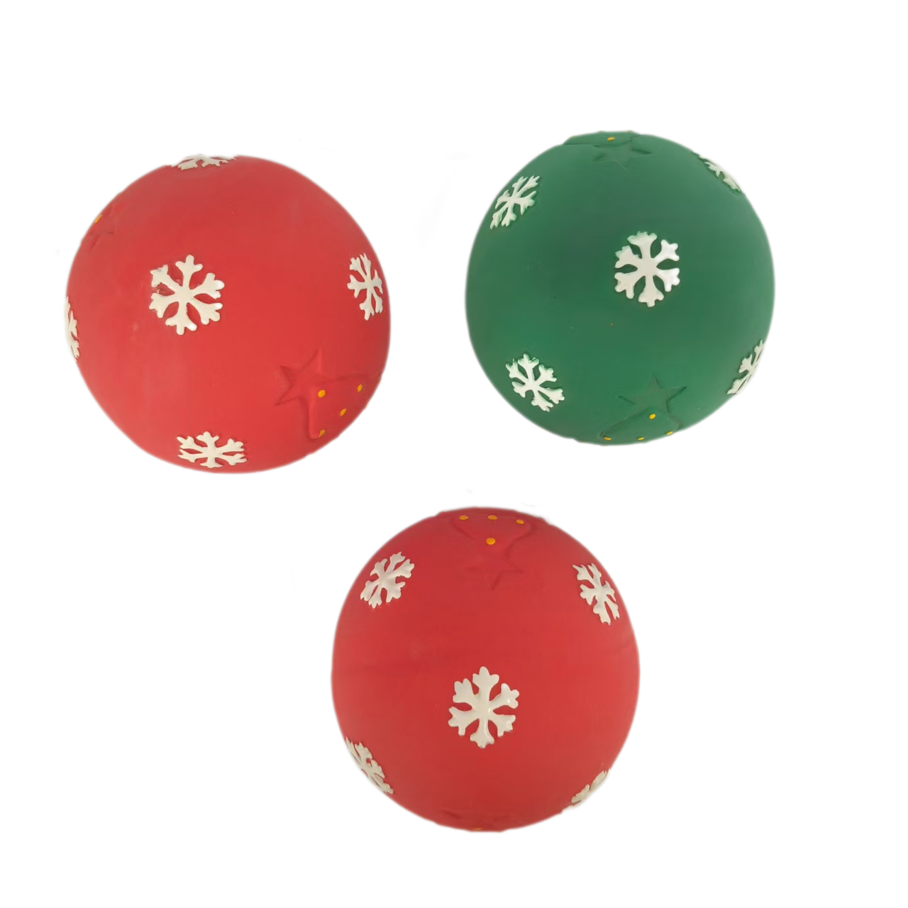 Latex Christmas Balls Dog Toy Soft Natural Rubber Squeaky Chewy Sound Interactive Bouncy Balls Canine Pet Toys with Bright Colors for Small Dogs 4pcs/