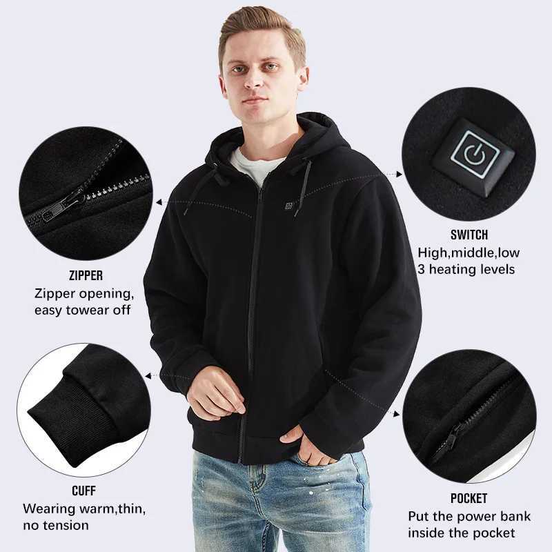 Mens Winter USB Heating Jacket Heated Hoodie Anime Hoodies Winter Men Jackets Streetwear Heated Hoodies Sweatshirt Clothes H251017
