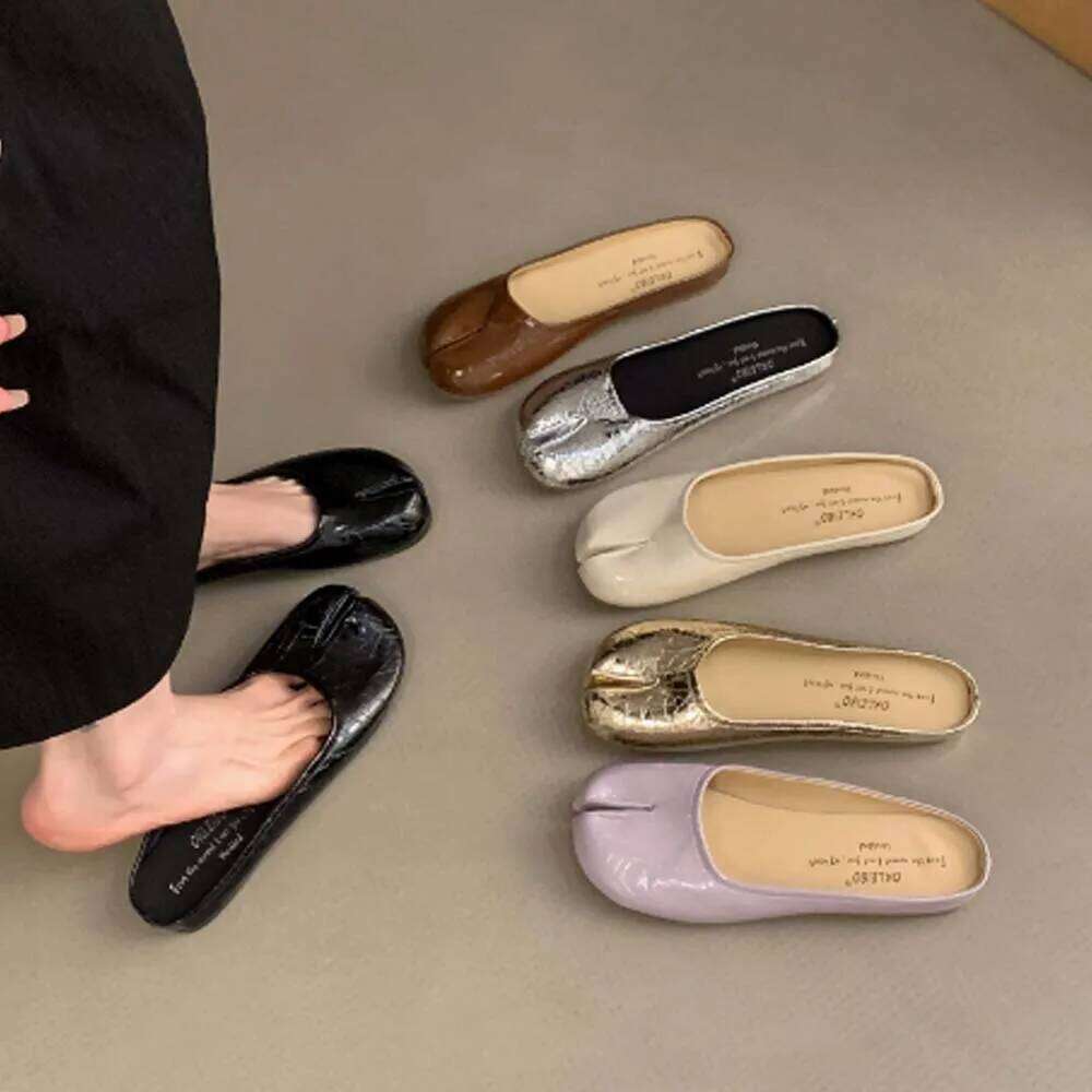 Split Closed Round Toe Women Loafers Mary Jane Mules Slingback Slip On Comfort Casual Beach Shoes Flats Slippers