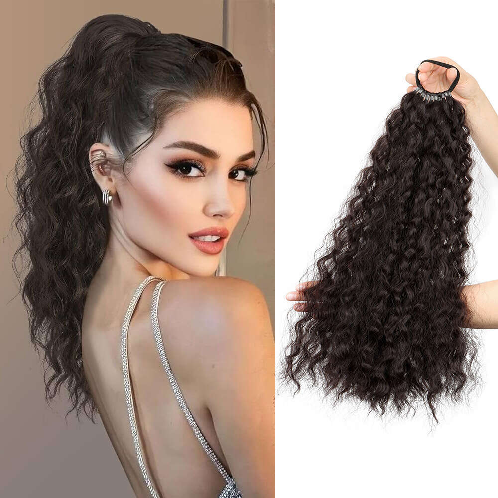 Long for Women Korean Style Synthetic Hair Ponytail Natural Elastic Band Curly Wig Braid