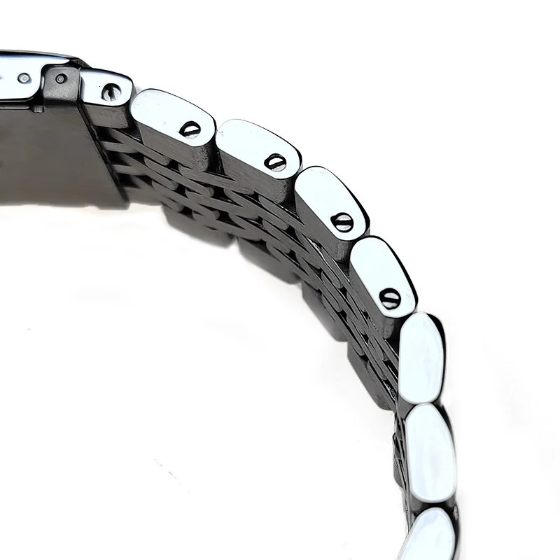 20 22mm 316L Solid Stainless Steel Bracelet Adjustable Curved Flat Beads of Rice Watch Strap Fit For Seiko SKX Universal Band 251016