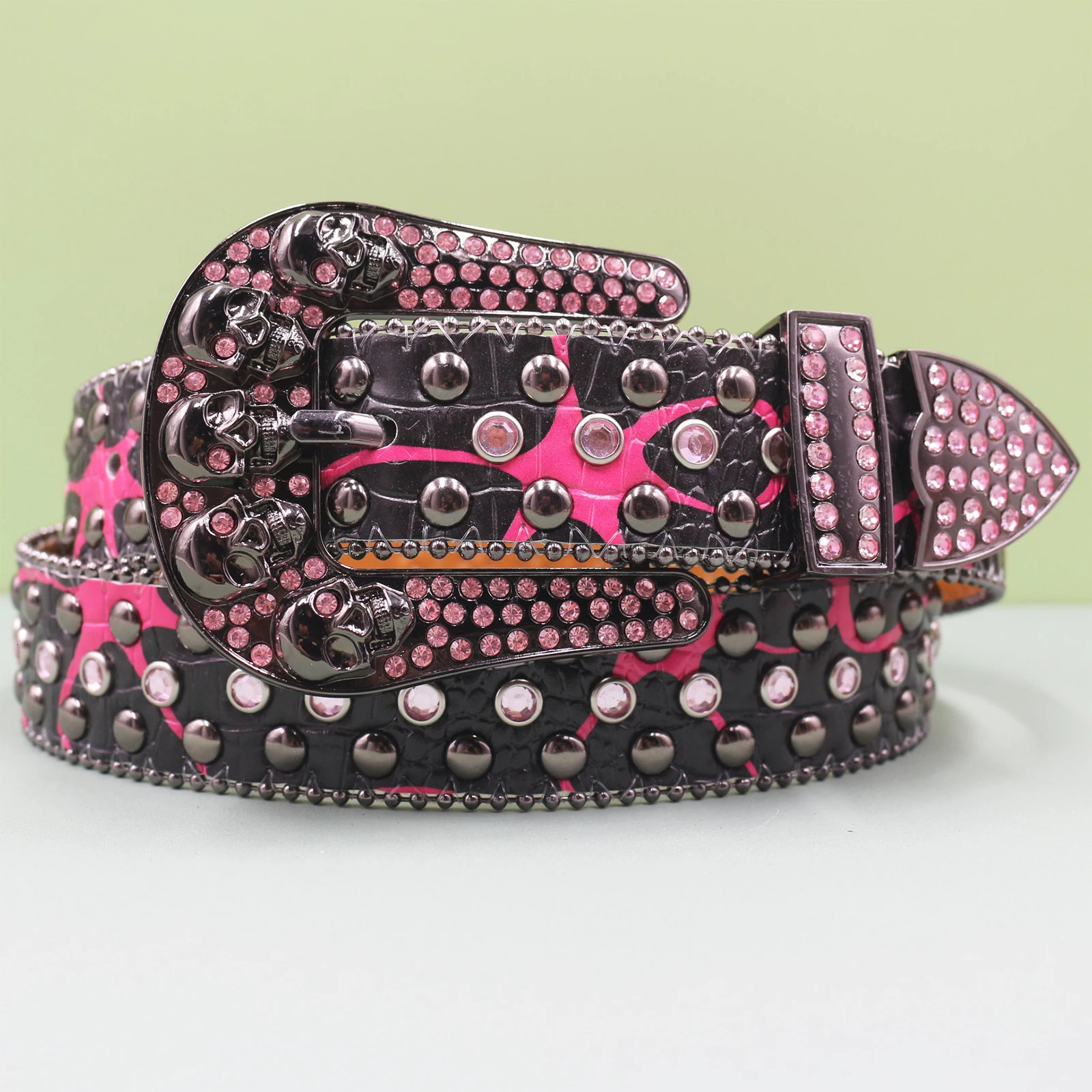 Punk skull Belt Diamond Belt Gothic Lolita roleplaying Harajuku Y2K shimmering disco belt hiphop Women Crystal Belt 251010
