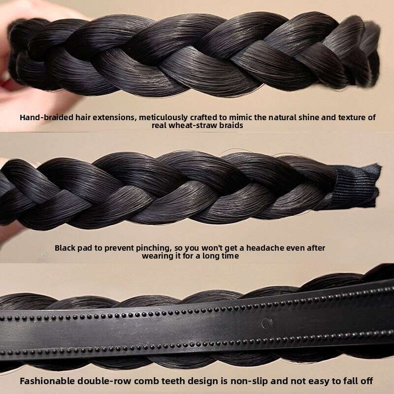 Fishbone Wig for Women 2025 New Style Integrated Braided Twist Braid Clip Hair Accessory Headband