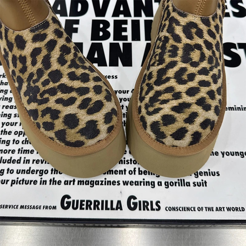 Leopard Print Thicksoled Womens Snow Boots Special Price Height Leopard Print Suede Slipon Warm Shoes Fashion Plush Boots 251013