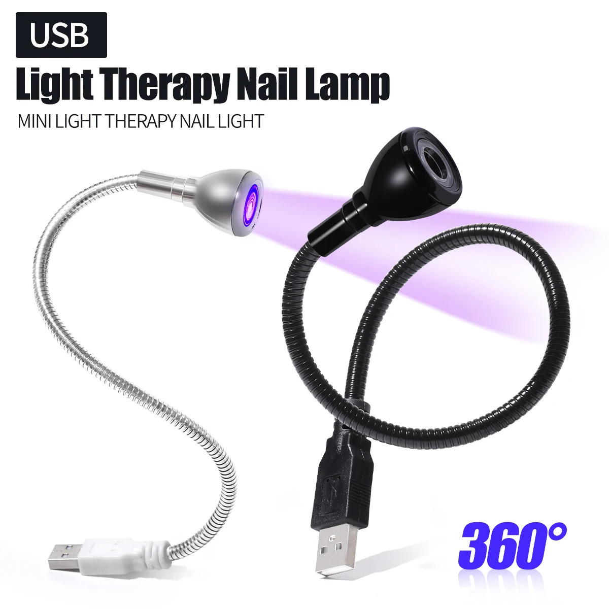 360 Degree Adjustment Nail Lamp Usb Desk Lamp Gooseneck Lamp Enhancement Light Nail Polish Uv Curing Violet Light Quick Drying 251014