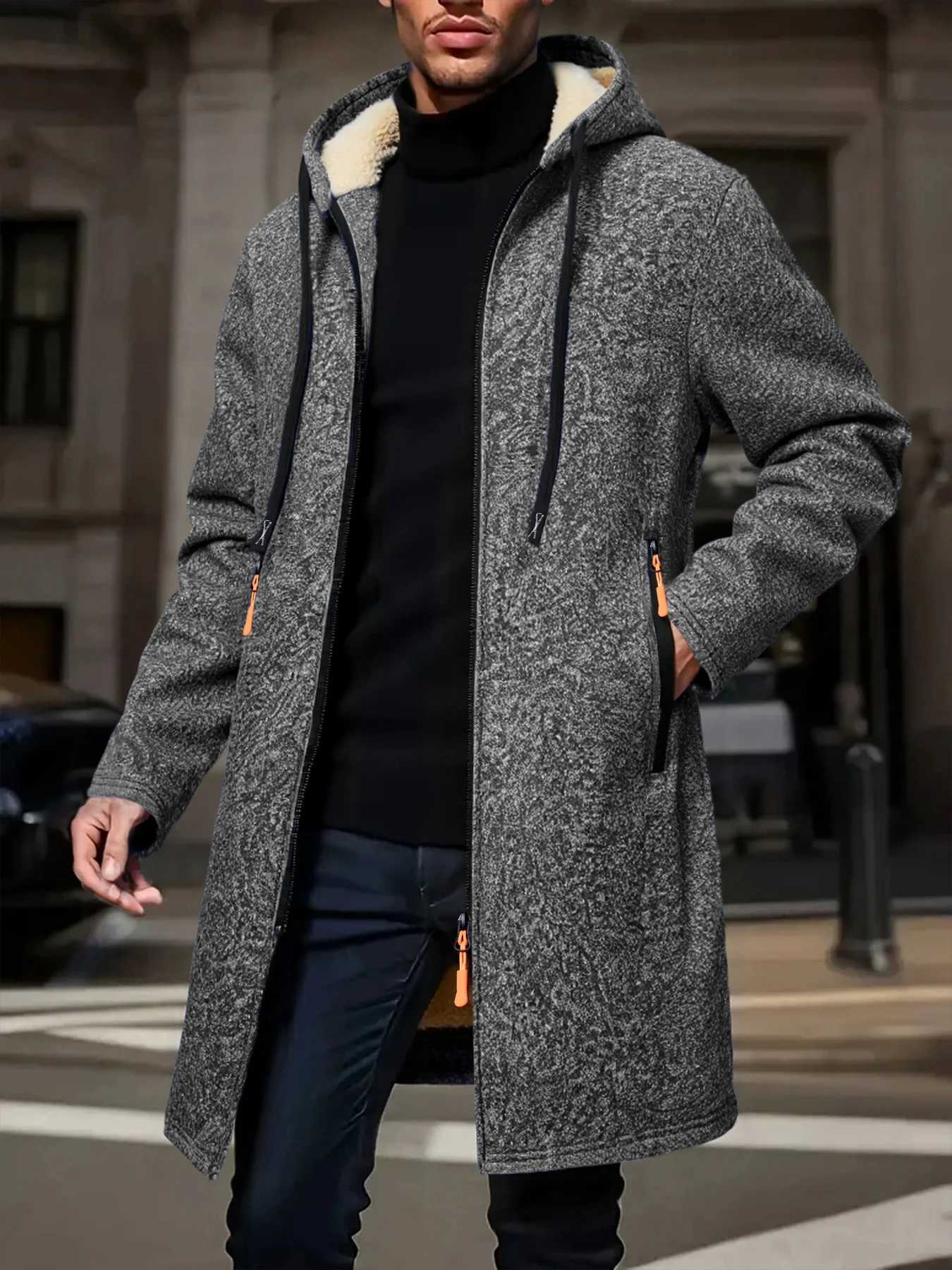Winter Mens Long Overcoat Jackets Casual Hooded Cardigans Men Outwear Liner Thickened Warm Hoodies Oversize Winter Top Jacket J251017