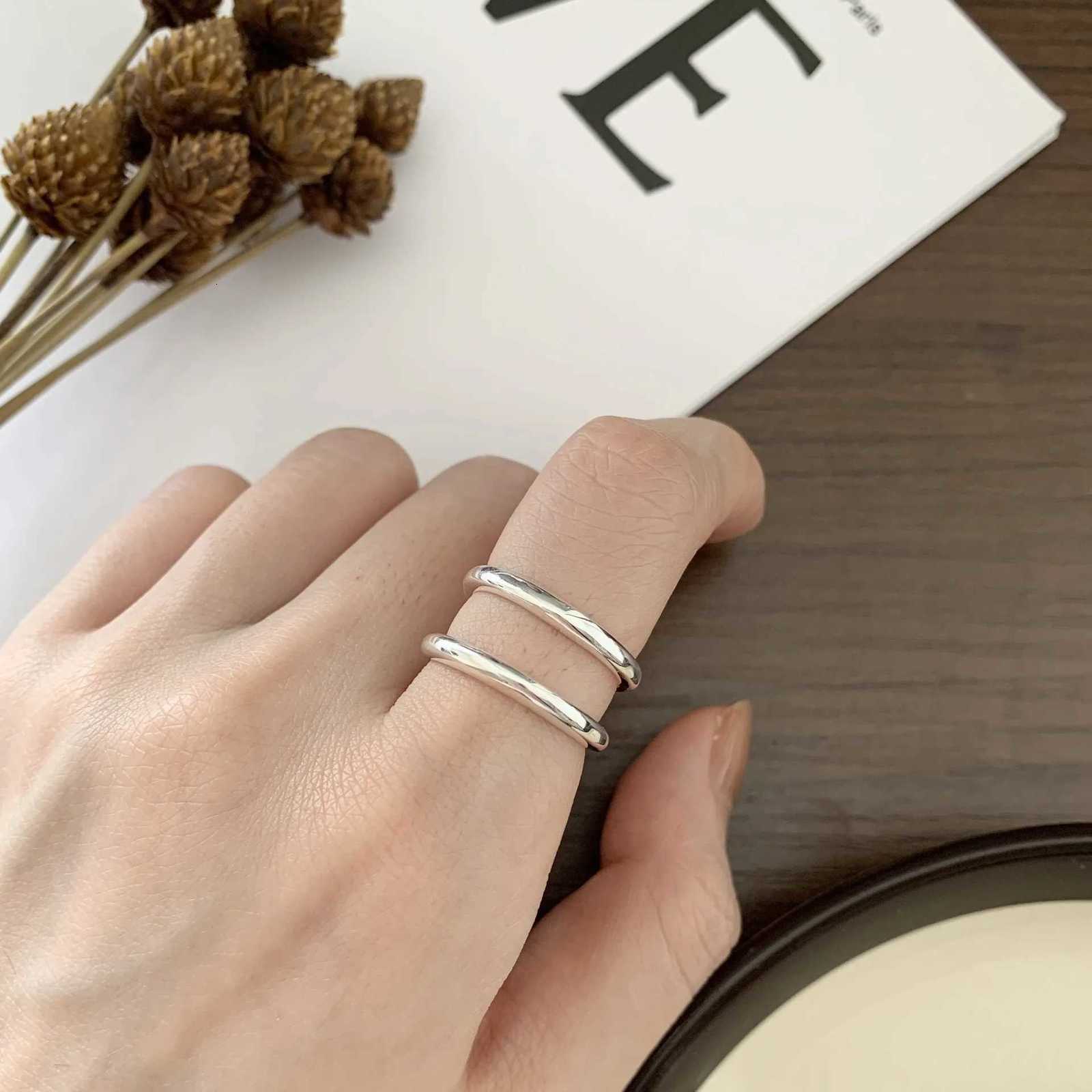 925 Sterling Silver Bilayer Smooth Surface Rings For Women Luxury Jewelry Money 925 CheAP Things W251017