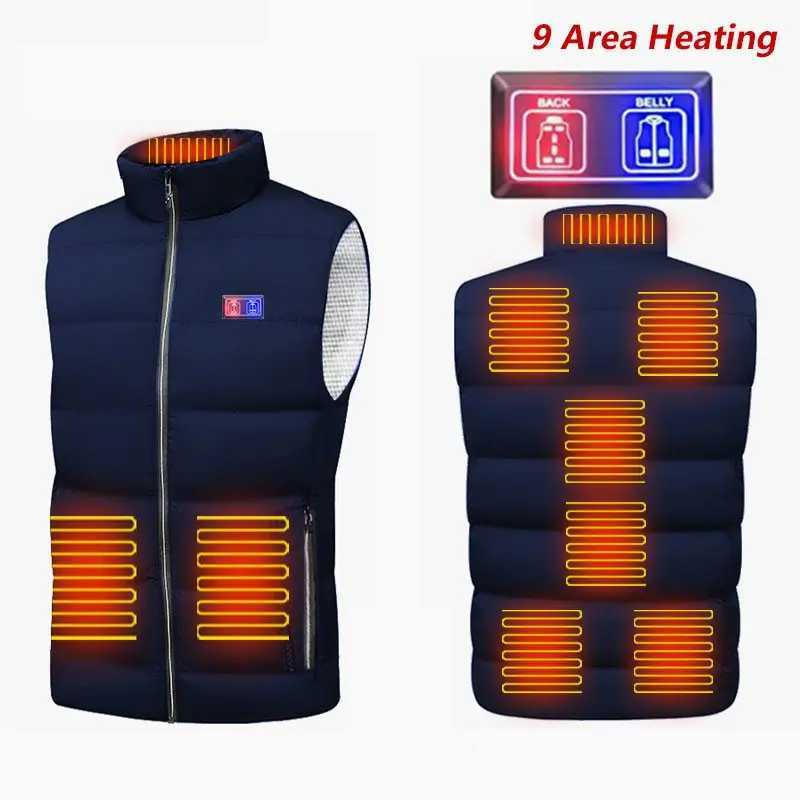 9 Areas Heated Vest Jacket USB Women Winter Heated Coat Men Hunting Hiking Warm Hunting Jacket Not Included In The Power Bank H251017