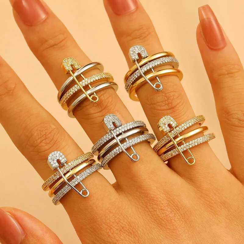 Adjustable Rings Paper Clip Design Stackable Rings for Women Non Tarnish 18k Gold Plated Cz Cubic Zirconia Wedding Jewelry Gift Z251017