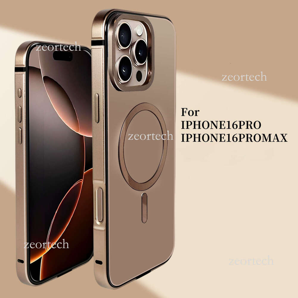 Compatible iPhone 16 Pro Max Original Color Phone Case with Metal Frame, Composite Back Panel, Magnetic Suction, and Shockproof Protection