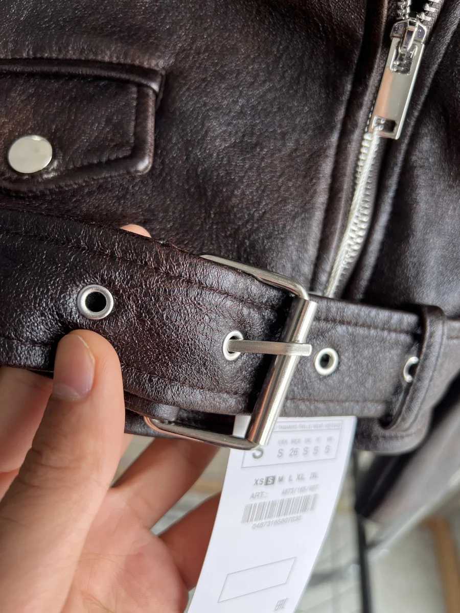 ETJ 2025 FallWinter New Arrivals Womens Faux Leather Biker Jacket Long Sleeve Collarless Short Coat 3046325T251017