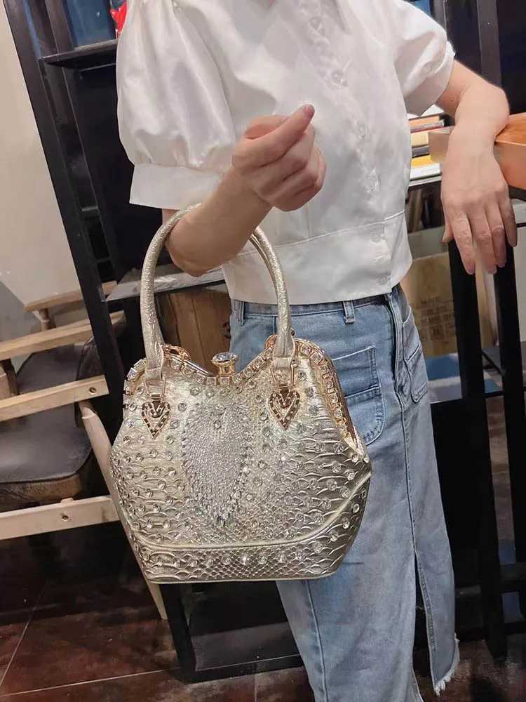Women Fashion Single Shoulder Bags Luxury Rhinestone Pu Leather Bucket Bag Ladies Vintage Elegant Totes Handbag Crossbody Bags Z251017